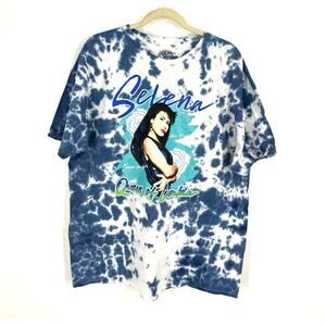 Selena Queen Of Cumbia Portrait Tie Dye T-Shirt Blue Size XL NWOT